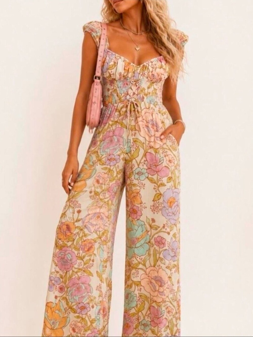 Free People Retro Floral Jumpsuit XS